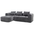 Miniatyrbild 6 av 11: Sektionssofa, L-Sofa, 3-Sitzer-Sofa, keine Installation erforderlich, Chenille-Sofa mit Chaiselongue und Armlehnen, 3 Kissen, Grau