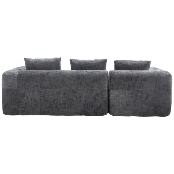 Sektionssofa, L-Sofa, 3-Sitzer-Sofa, keine Installation erforderlich, Chenille-Sofa mit Chaiselongue und Armlehnen, 3 Kissen, Grau