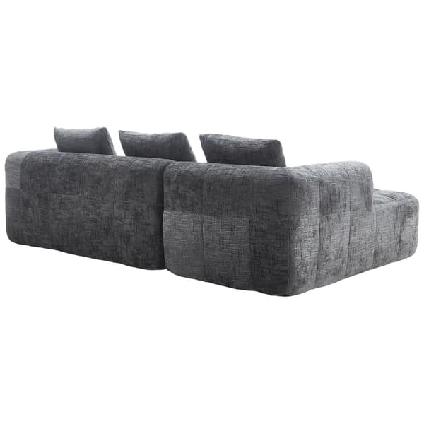Sektionssofa, L-Sofa, 3-Sitzer-Sofa, keine Installation erforderlich, Chenille-Sofa mit Chaiselongue und Armlehnen, 3 Kissen, Grau
