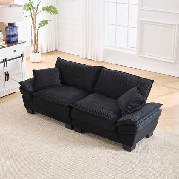 Moderne og enkel sovesofa til to – med springmadras og pude – blød men rummelig sofa – Sort