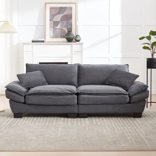 Moderne og enkel sovesofa til to – med springmadras og pude – blød men rummelig sofa – Grå