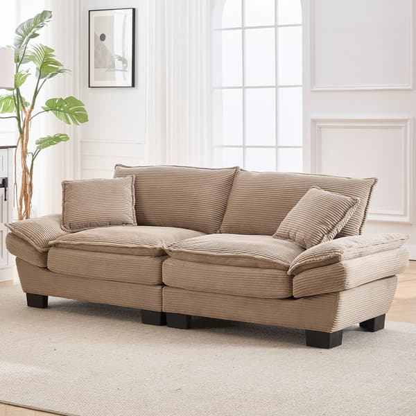 Moderne og enkel sovesofa til to – med springmadras og pude – blød men rummelig sofa – Khaki