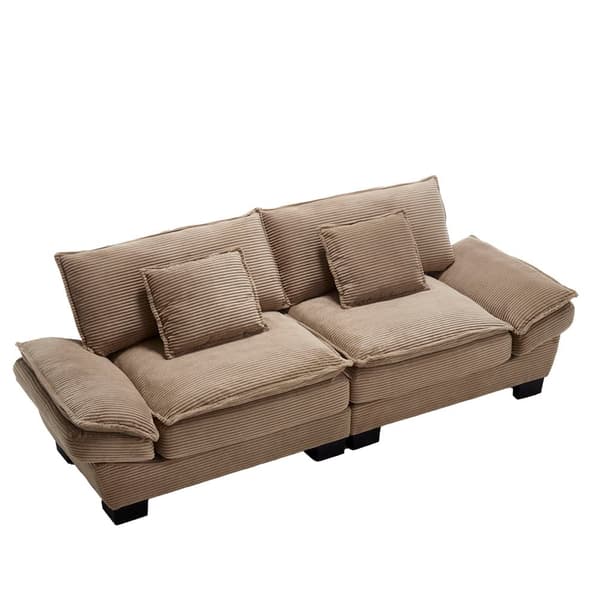 Moderne og enkel sovesofa til to – med springmadras og pude – blød men rummelig sofa – Khaki