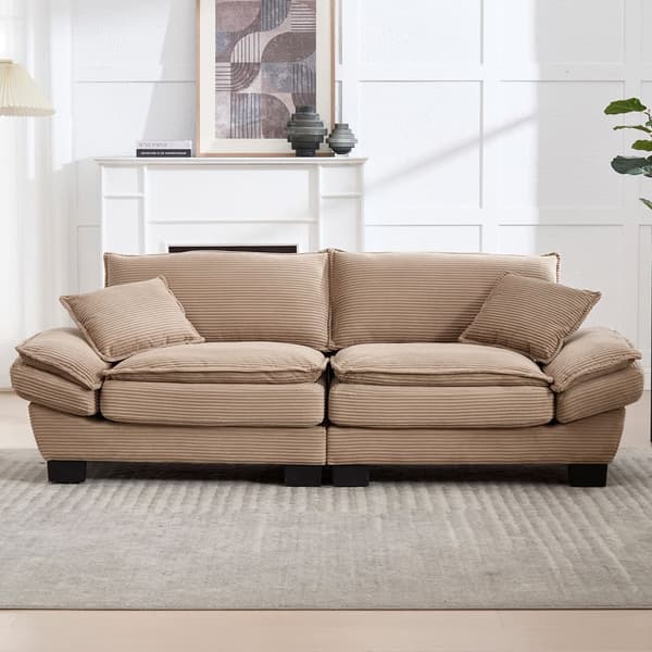 Moderne og enkel sovesofa til to – med springmadras og pude – blød men rummelig sofa – Khaki