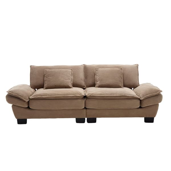 Moderne og enkel sovesofa til to – med springmadras og pude – blød men rummelig sofa – Khaki