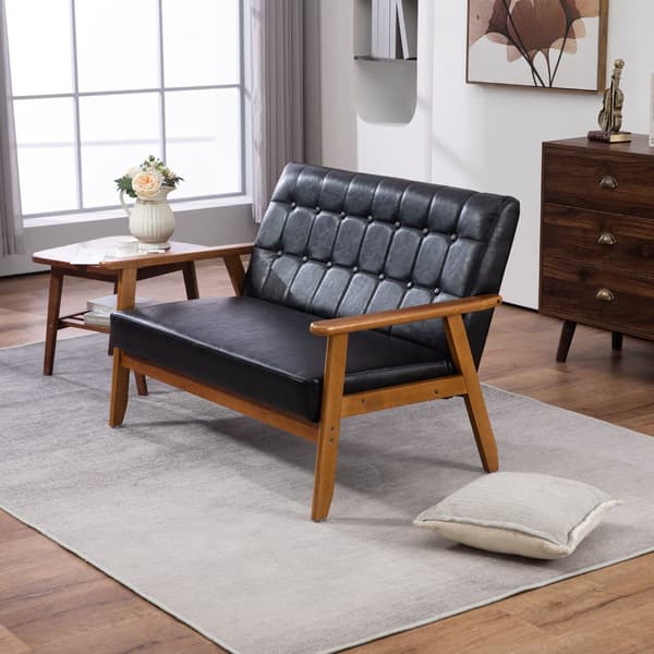2-sits Soffa med Mjuk Skumstoppning i Andningsbart Polyester – Massiv Träram, Bekväm för Vardagsrum, Sovrum, Kontor och Lounge