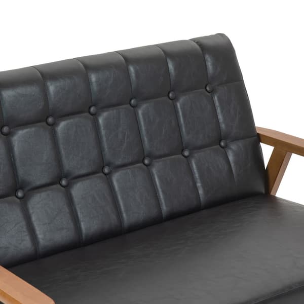 2-sits Soffa med Mjuk Skumstoppning i Andningsbart Polyester – Massiv Träram, Bekväm för Vardagsrum, Sovrum, Kontor och Lounge