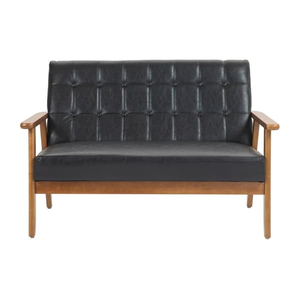 2-sits Soffa med Mjuk Skumstoppning i Andningsbart Polyester – Massiv Träram, Bekväm för Vardagsrum, Sovrum, Kontor och Lounge