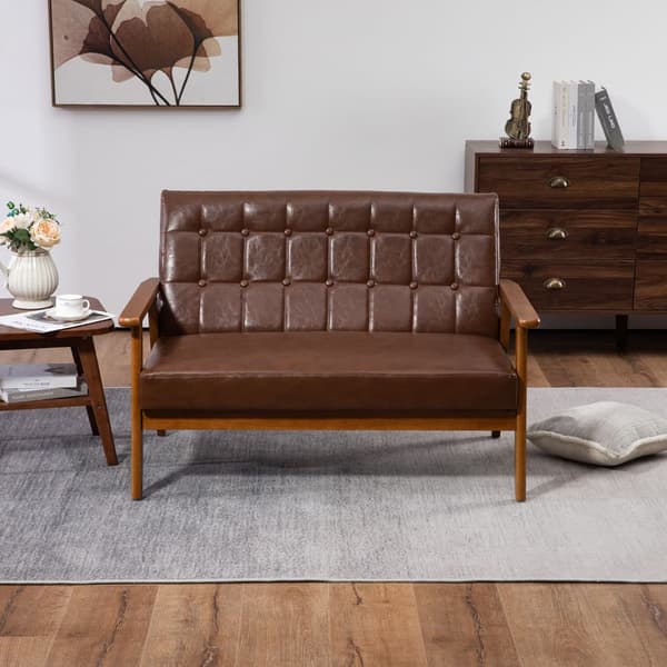 2-personers sofa med blødt skumpolstring i åndbar polyester – stel i massivt træ, komfortabelt til stue, soveværelse, kontor og stue