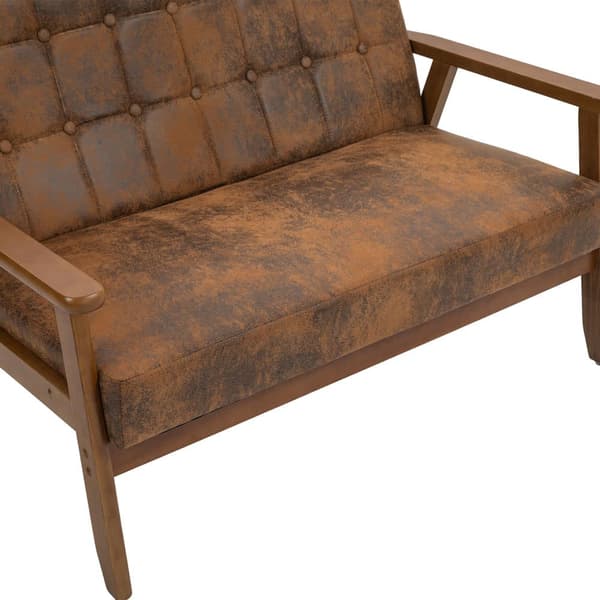 2-sits Soffa med Mjuk Skumstoppning i Andningsbart Polyester – Massiv Träram, Bekväm för Vardagsrum, Sovrum, Kontor och Lounge