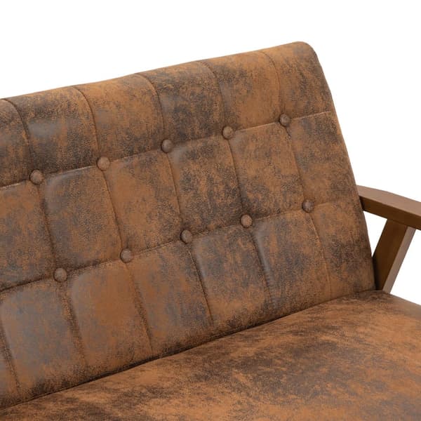 2-sits Soffa med Mjuk Skumstoppning i Andningsbart Polyester – Massiv Träram, Bekväm för Vardagsrum, Sovrum, Kontor och Lounge