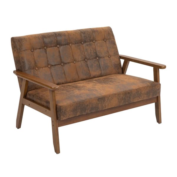 2-sits Soffa med Mjuk Skumstoppning i Andningsbart Polyester – Massiv Träram, Bekväm för Vardagsrum, Sovrum, Kontor och Lounge