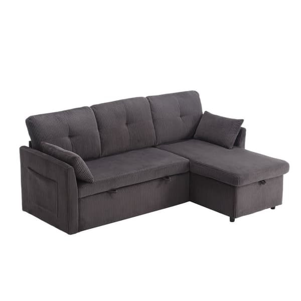 Multifunktionel modulsofa med opbevaring og udtræksseng – L-formet hjørnesofa med vendbar divan og opbevaringsrum