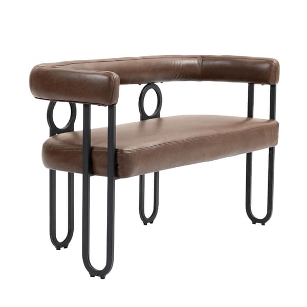 Dubbelsängsoffa i Mörkbrunt PU-läder – Komfortabel Modern Soffa med Rundad Rygg, Perfekt för Vardagsrum, Sovrum, Kontor och Hall