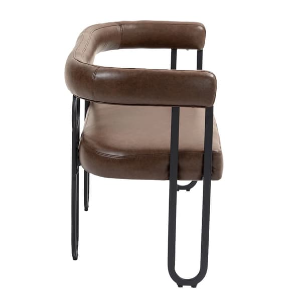 Dubbelsängsoffa i Mörkbrunt PU-läder – Komfortabel Modern Soffa med Rundad Rygg, Perfekt för Vardagsrum, Sovrum, Kontor och Hall