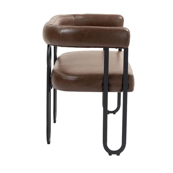 Dubbelsängsoffa i Mörkbrunt PU-läder – Komfortabel Modern Soffa med Rundad Rygg, Perfekt för Vardagsrum, Sovrum, Kontor och Hall
