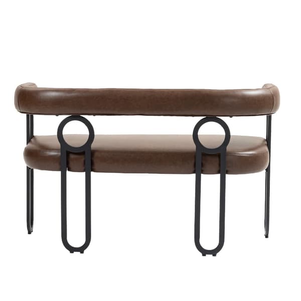 Dubbelsängsoffa i Mörkbrunt PU-läder – Komfortabel Modern Soffa med Rundad Rygg, Perfekt för Vardagsrum, Sovrum, Kontor och Hall