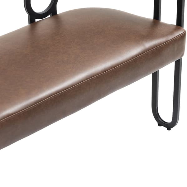 Dubbelsängsoffa i Mörkbrunt PU-läder – Komfortabel Modern Soffa med Rundad Rygg, Perfekt för Vardagsrum, Sovrum, Kontor och Hall