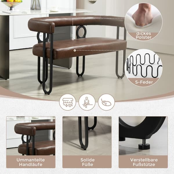 Dubbelsängsoffa i Mörkbrunt PU-läder – Komfortabel Modern Soffa med Rundad Rygg, Perfekt för Vardagsrum, Sovrum, Kontor och Hall