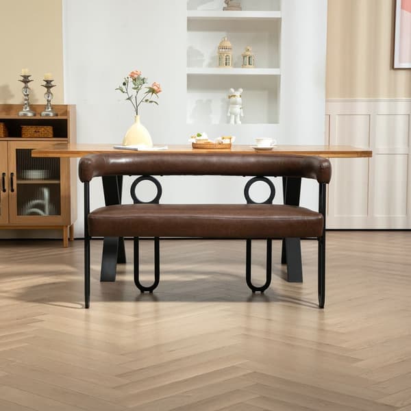 Dubbelsängsoffa i Mörkbrunt PU-läder – Komfortabel Modern Soffa med Rundad Rygg, Perfekt för Vardagsrum, Sovrum, Kontor och Hall
