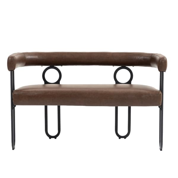 Dubbelsängsoffa i Mörkbrunt PU-läder – Komfortabel Modern Soffa med Rundad Rygg, Perfekt för Vardagsrum, Sovrum, Kontor och Hall