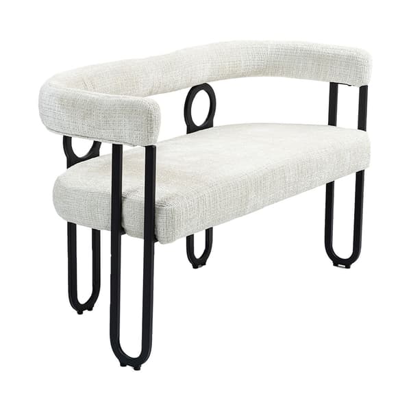 Dubbelsitssoffa i Beige Chenille – Modern Soffa med Rundad Rygg, Unik Design för Vardagsrum, Sovrum, Kontor och Hall