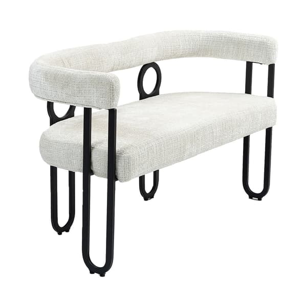 Dubbelsitssoffa i Beige Chenille – Modern Soffa med Rundad Rygg, Unik Design för Vardagsrum, Sovrum, Kontor och Hall
