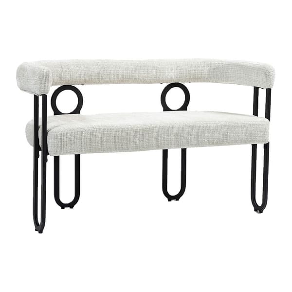 Dubbelsitssoffa i Beige Chenille – Modern Soffa med Rundad Rygg, Unik Design för Vardagsrum, Sovrum, Kontor och Hall
