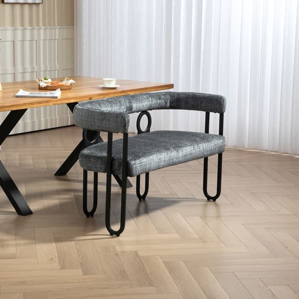 Dubbelsitssoffa i Grå Chenille – Modern Soffa med Rundad Rygg, Unik Design för Vardagsrum, Sovrum, Kontor och Hall