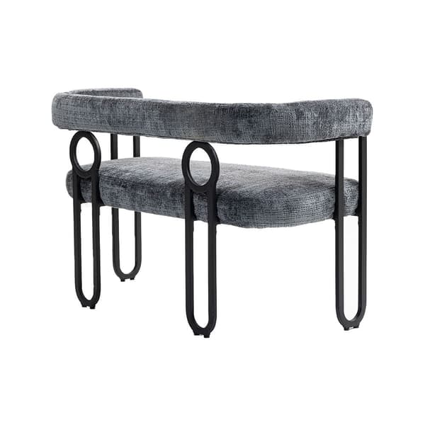 Dubbelsitssoffa i Grå Chenille – Modern Soffa med Rundad Rygg, Unik Design för Vardagsrum, Sovrum, Kontor och Hall