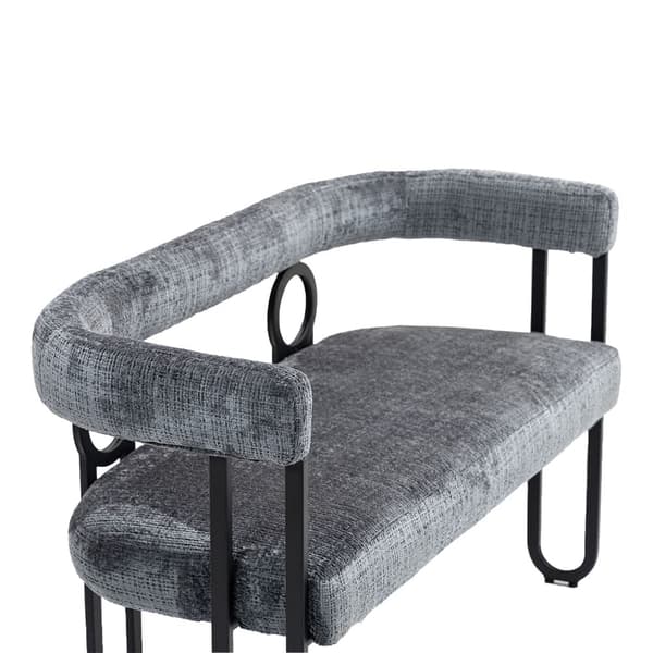 Dubbelsitssoffa i Grå Chenille – Modern Soffa med Rundad Rygg, Unik Design för Vardagsrum, Sovrum, Kontor och Hall