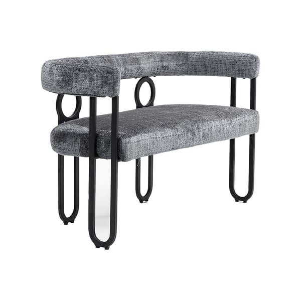 Dubbelsitssoffa i Grå Chenille – Modern Soffa med Rundad Rygg, Unik Design för Vardagsrum, Sovrum, Kontor och Hall