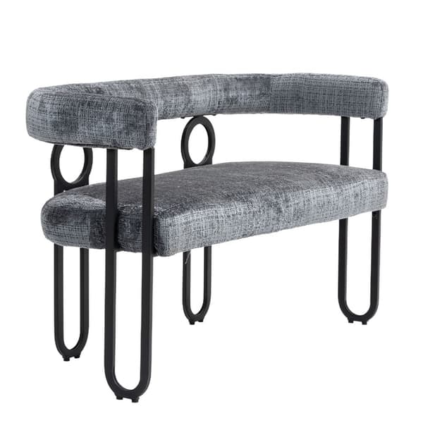 Dubbelsitssoffa i Grå Chenille – Modern Soffa med Rundad Rygg, Unik Design för Vardagsrum, Sovrum, Kontor och Hall