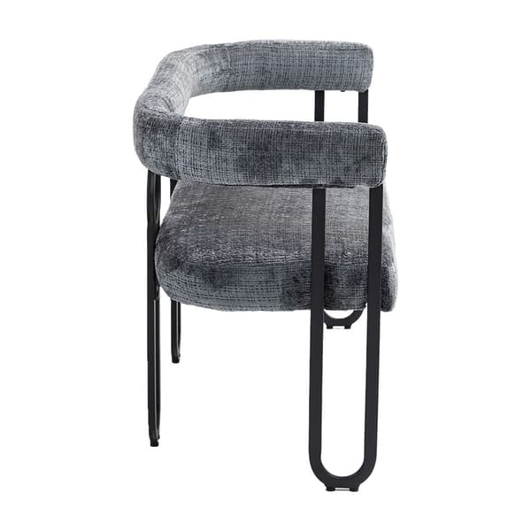 Dubbelsitssoffa i Grå Chenille – Modern Soffa med Rundad Rygg, Unik Design för Vardagsrum, Sovrum, Kontor och Hall