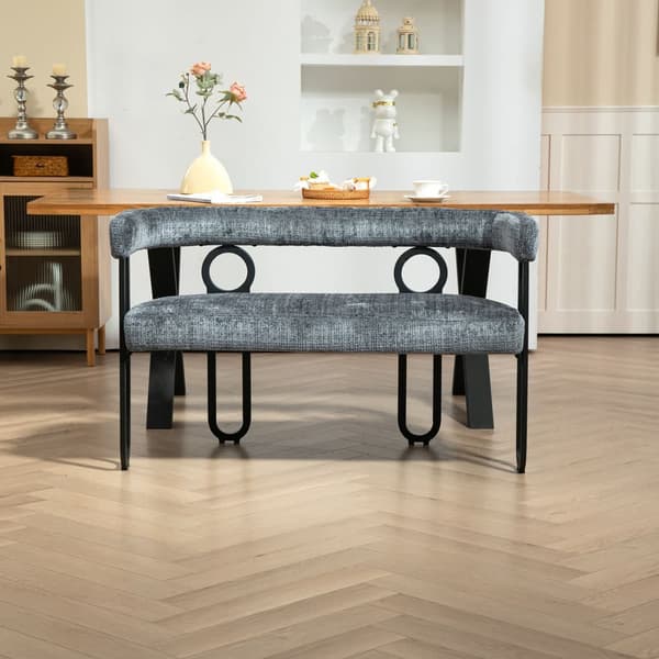 Dubbelsitssoffa i Grå Chenille – Modern Soffa med Rundad Rygg, Unik Design för Vardagsrum, Sovrum, Kontor och Hall