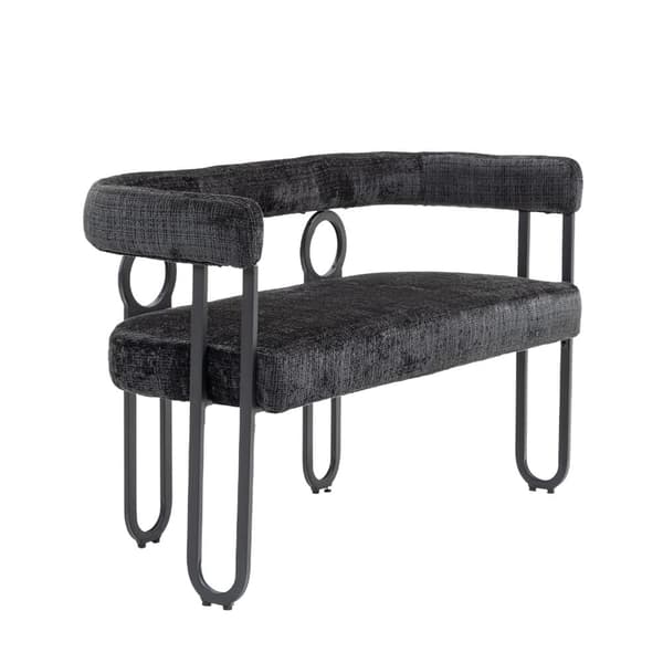 Dobbeltsæders sofa i sort chenille – moderne sofa med afrundet ryg, unikt design til stue, soveværelse, kontor og gang