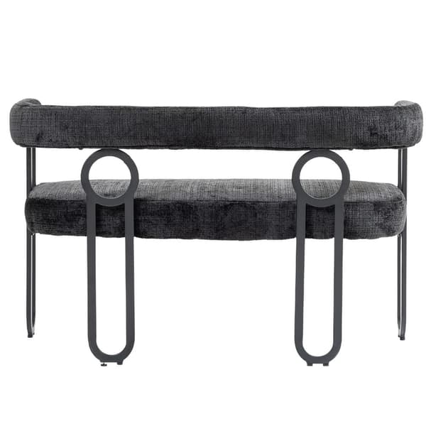 Dobbeltsæders sofa i sort chenille – moderne sofa med afrundet ryg, unikt design til stue, soveværelse, kontor og gang