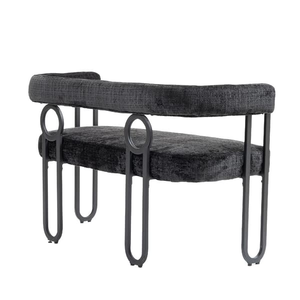 Dobbeltsæders sofa i sort chenille – moderne sofa med afrundet ryg, unikt design til stue, soveværelse, kontor og gang