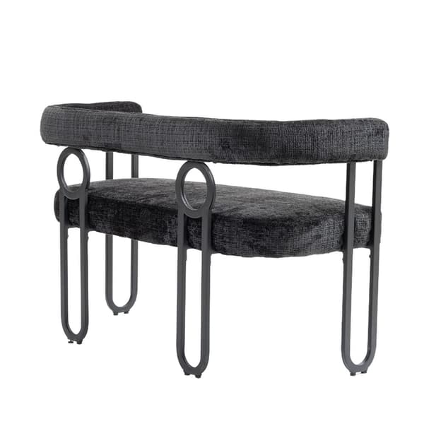 Dobbeltsæders sofa i sort chenille – moderne sofa med afrundet ryg, unikt design til stue, soveværelse, kontor og gang