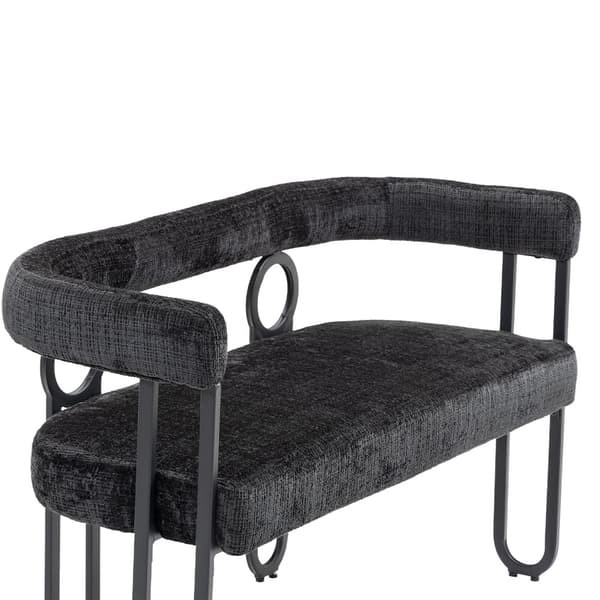 Dobbeltsæders sofa i sort chenille – moderne sofa med afrundet ryg, unikt design til stue, soveværelse, kontor og gang