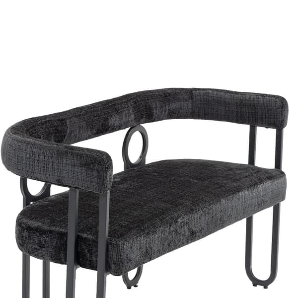 Dobbeltsæders sofa i sort chenille – moderne sofa med afrundet ryg, unikt design til stue, soveværelse, kontor og gang
