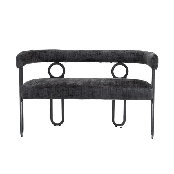 Dobbeltsæders sofa i sort chenille – moderne sofa med afrundet ryg, unikt design til stue, soveværelse, kontor og gang