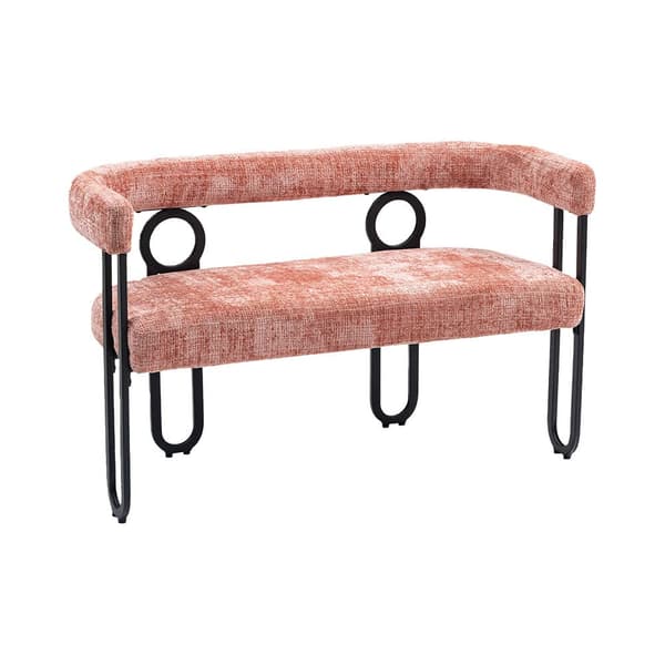 Dobbeltsædesofa i lyserød chenille – moderne sofa med afrundet ryg, unikt design til stue, soveværelse, kontor og gang
