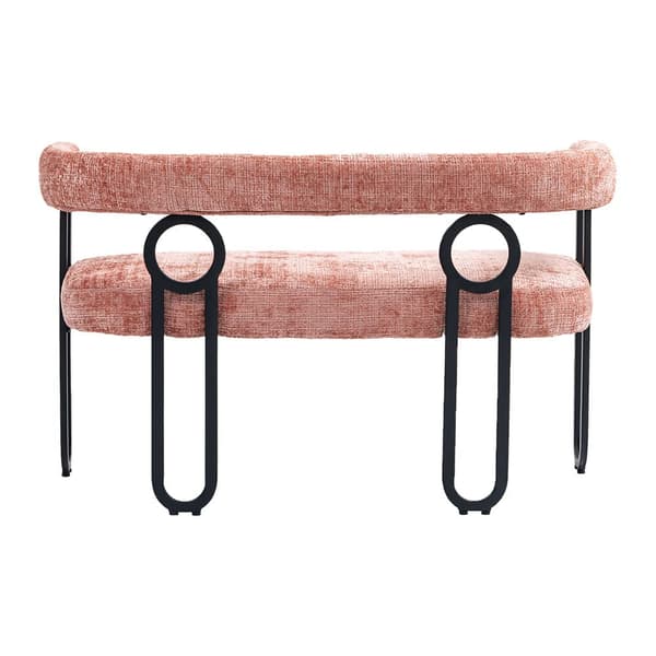 Dobbeltsædesofa i lyserød chenille – moderne sofa med afrundet ryg, unikt design til stue, soveværelse, kontor og gang