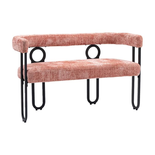 Dobbeltsædesofa i lyserød chenille – moderne sofa med afrundet ryg, unikt design til stue, soveværelse, kontor og gang