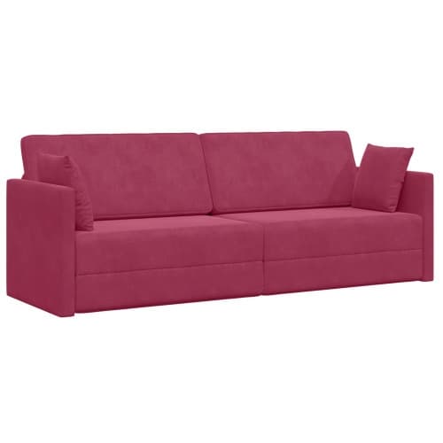 Golvsängsoffa 2-i-1 Vinkaröd 213x144x60 cm Sammet
