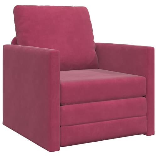 Golvsängsoffa 2-i-1 Vinröd 74x77x81 cm Sammet