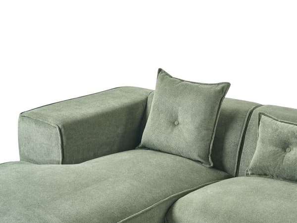 Høyre Hjørnesofa Mørkegrønn Chenille Polstring 3 Seter Ekstra Spredte Puter Moderne Stue