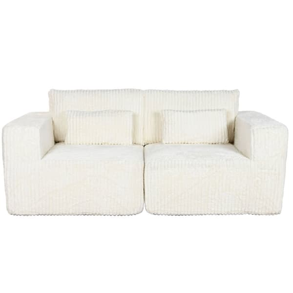 Sofa Home ESPRIT Krem Scandi 220 x 158 x 91 cm