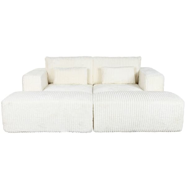 Sofa Home ESPRIT Krem Scandi 220 x 158 x 91 cm